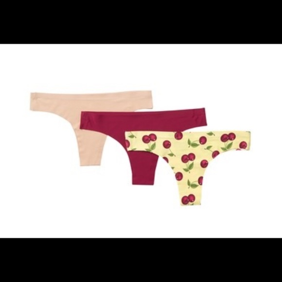 AQS Thong Panties 3 pack Lg Nylon Spandex Cherry - Picture 2 of 4